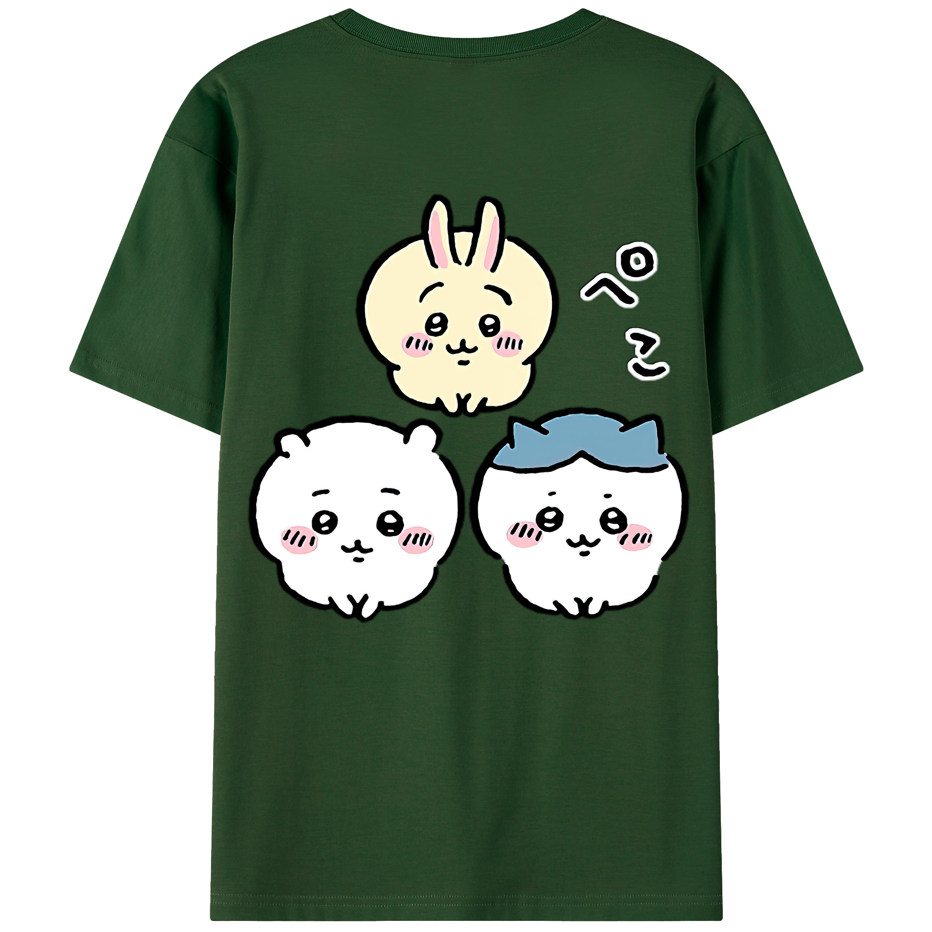 （画像用） ちいかわ うさぎ Chii-kawa usagi 綿100％半袖Tシャツ（背面プリント）